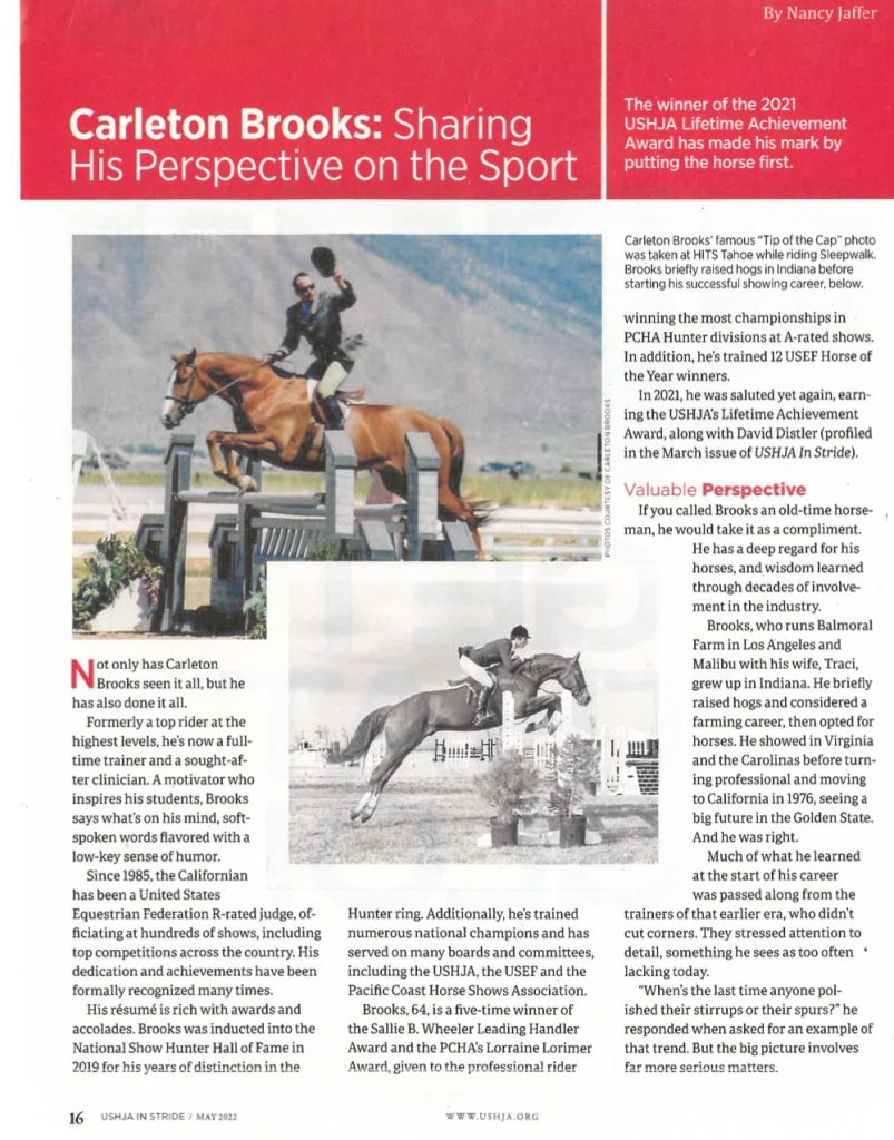 carleton brooks article horse sport ushja in stride